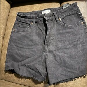 H&M Black Raw-Hem Denim Shorts